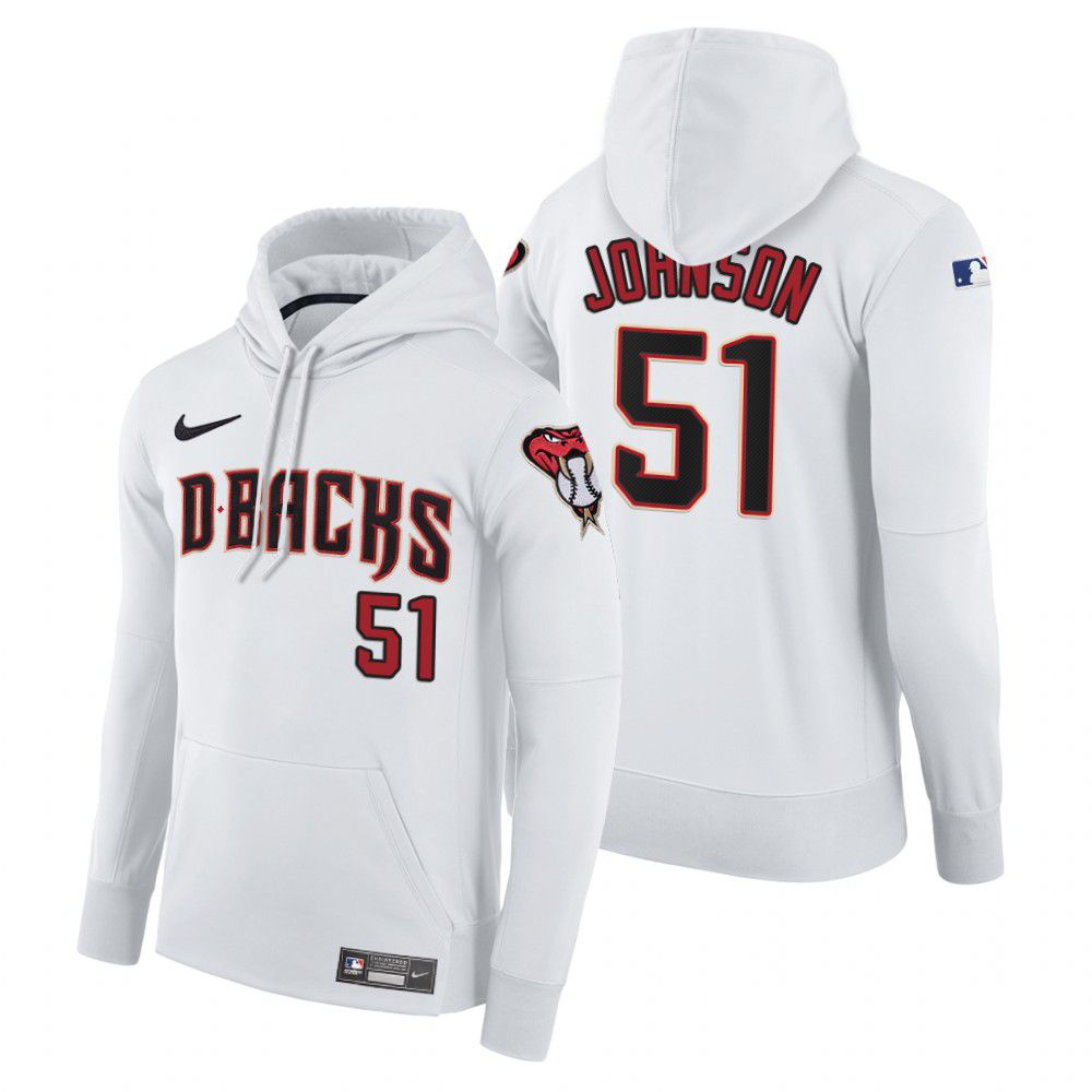 Men Arizona Diamondback #51 Johnson white home hoodie 2021 MLB Nike Jerseys